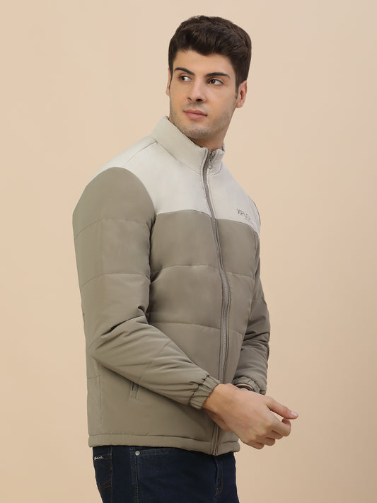 Reversible Jacket for Men | Premium Casual Jacket Smart Fit Mock Neck Poly Blend Fabric Colour Block Pattern