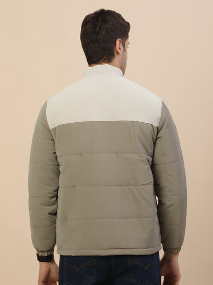 Reversible Jacket for Men | Premium Casual Jacket Smart Fit Mock Neck Poly Blend Fabric Colour Block Pattern