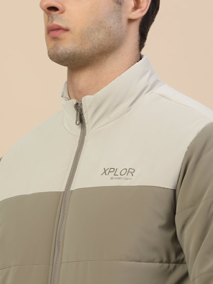 Reversible Jacket for Men | Premium Casual Jacket Smart Fit Mock Neck Poly Blend Fabric Colour Block Pattern