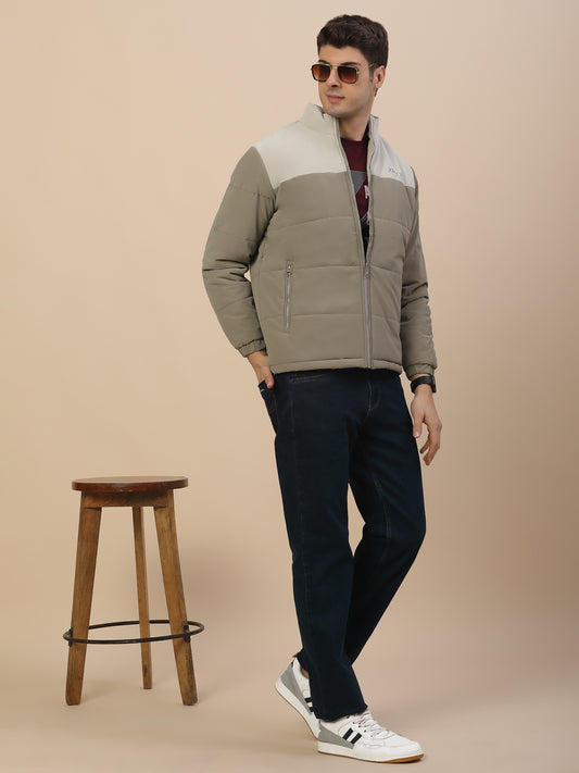 Reversible Jacket for Men | Premium Casual Jacket Smart Fit Mock Neck Poly Blend Fabric Colour Block Pattern