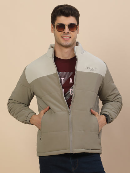 Reversible Jacket for Men | Premium Casual Jacket Smart Fit Mock Neck Poly Blend Fabric Colour Block Pattern