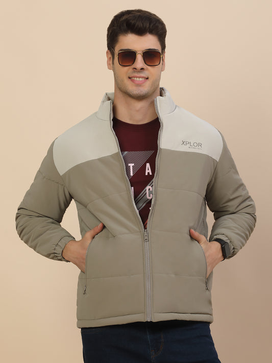 Reversible Jacket for Men | Premium Casual Jacket Smart Fit Mock Neck Poly Blend Fabric Colour Block Pattern