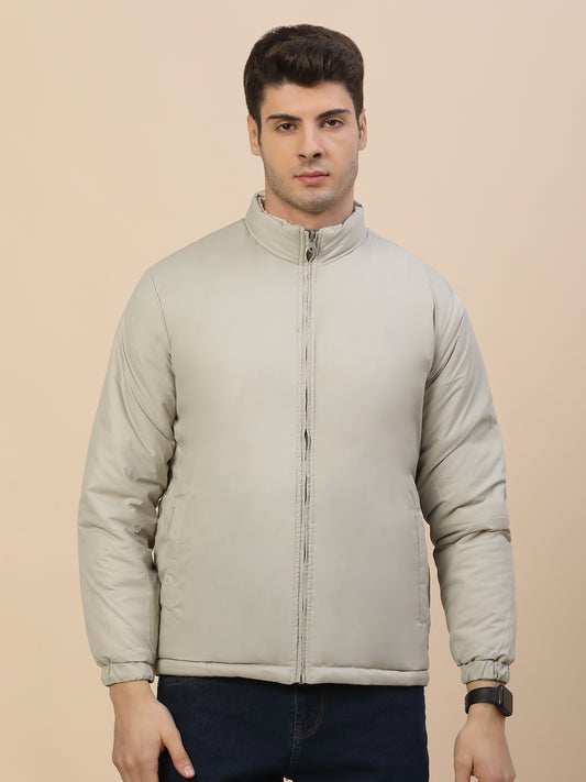 Reversible Jacket for Men | Premium Casual Jacket Smart Fit Mock Neck Poly Blend Fabric Colour Block Pattern