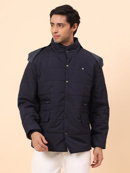 Jacket for Men | Premium Casual Jacket Smart Fit Mock Neck Poly Blend Fabric Solid Pattern