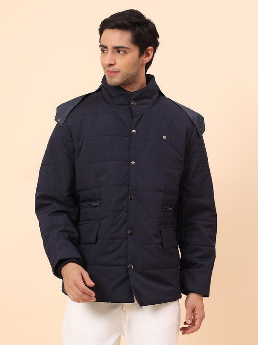 Jacket for Men | Premium Casual Jacket Smart Fit Mock Neck Poly Blend Fabric Solid Pattern