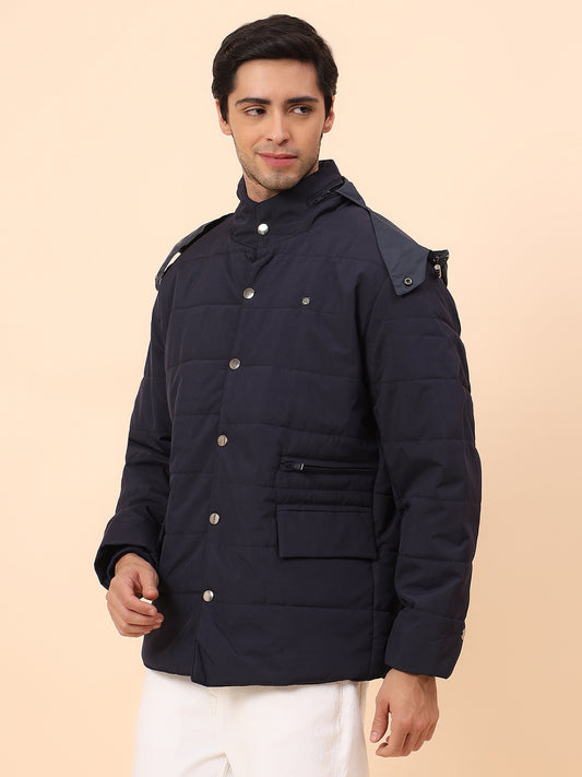 Jacket for Men | Premium Casual Jacket Smart Fit Mock Neck Poly Blend Fabric Solid Pattern