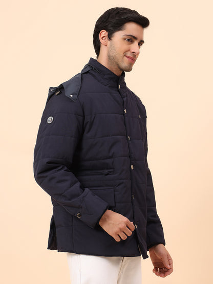 Jacket for Men | Premium Casual Jacket Smart Fit Mock Neck Poly Blend Fabric Solid Pattern