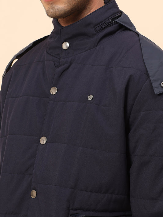 Jacket for Men | Premium Casual Jacket Smart Fit Mock Neck Poly Blend Fabric Solid Pattern