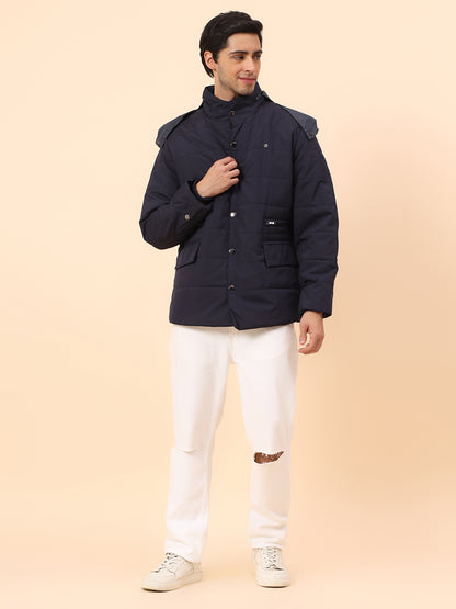 Jacket for Men | Premium Casual Jacket Smart Fit Mock Neck Poly Blend Fabric Solid Pattern