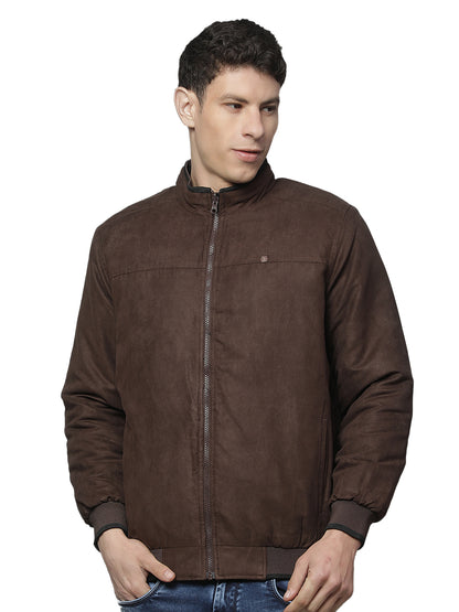 Reversible Jacket for Men | Premium Casual Jacket Regular Fit Mock Neck Suede Fabric Solid Pattern