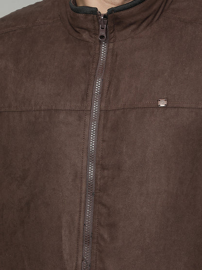 Reversible Jacket for Men | Premium Casual Jacket Regular Fit Mock Neck Suede Fabric Solid Pattern