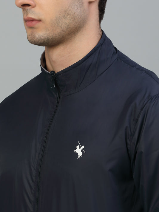 Reversible Jacket for Men | Premium Casual Jacket Smart Fit Mock Neck Poly Blend Fabric Colour Block Pattern