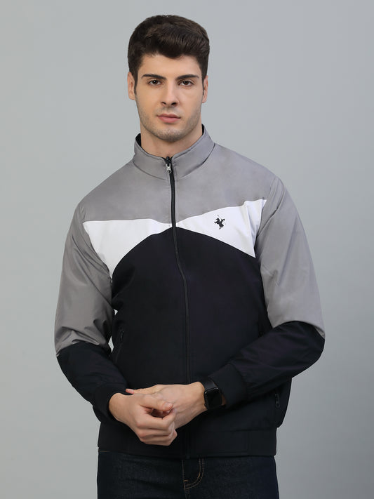 Reversible Jacket for Men | Premium Casual Jacket Smart Fit Mock Neck Poly Blend Fabric Colour Block Pattern