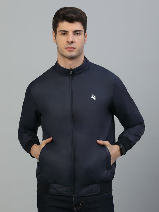 Reversible Jacket for Men | Premium Casual Jacket Smart Fit Mock Neck Poly Blend Fabric Colour Block Pattern