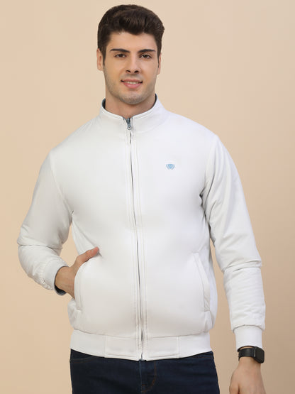 Reversible Jacket for Men | Premium Casual Jacket Smart Fit Mock Neck Poly Blend Fabric Solid Pattern