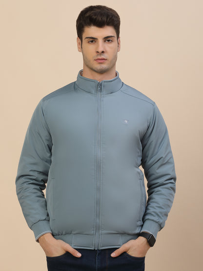 Reversible Jacket for Men | Premium Casual Jacket Smart Fit Mock Neck Poly Blend Fabric Solid Pattern