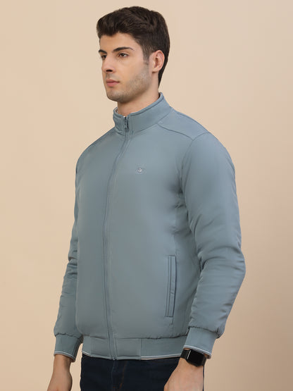 Reversible Jacket for Men | Premium Casual Jacket Smart Fit Mock Neck Poly Blend Fabric Solid Pattern