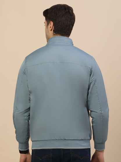 Reversible Jacket for Men | Premium Casual Jacket Smart Fit Mock Neck Poly Blend Fabric Solid Pattern