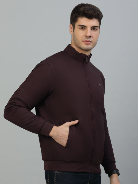 Reversible Jacket for Men | Premium Casual Jacket Smart Fit Mock Neck Poly Blend Fabric Solid Pattern