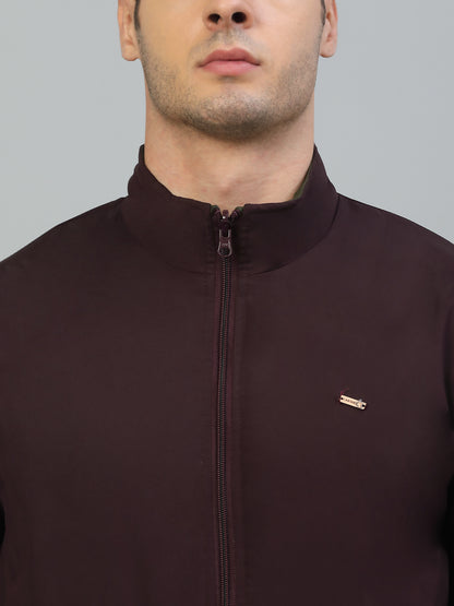 Reversible Jacket for Men | Premium Casual Jacket Smart Fit Mock Neck Poly Blend Fabric Solid Pattern