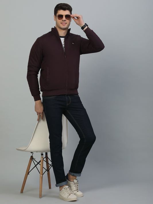 Reversible Jacket for Men | Premium Casual Jacket Smart Fit Mock Neck Poly Blend Fabric Solid Pattern