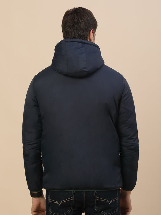 Jacket for Men | Premium Casual Jacket Smart Fit Hooded Poly Blend Fabric Colour Block Pattern