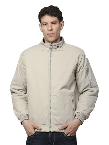 Reversible Jacket for Men | Premium Casual Jacket Regular Fit Mandarin Neck Cotton Fabric Solid Pattern