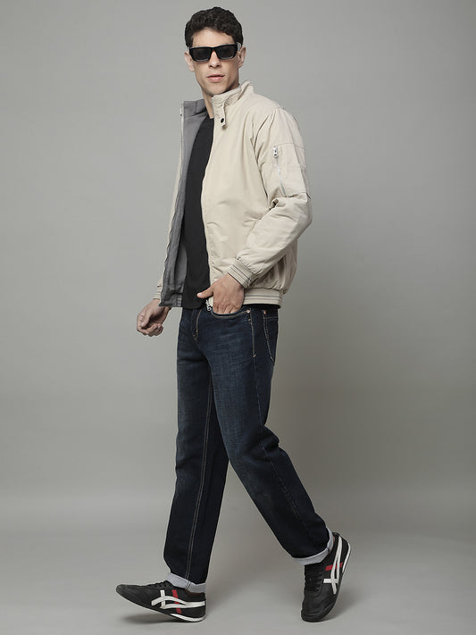 Reversible Jacket for Men | Premium Casual Jacket Regular Fit Mandarin Neck Cotton Fabric Solid Pattern