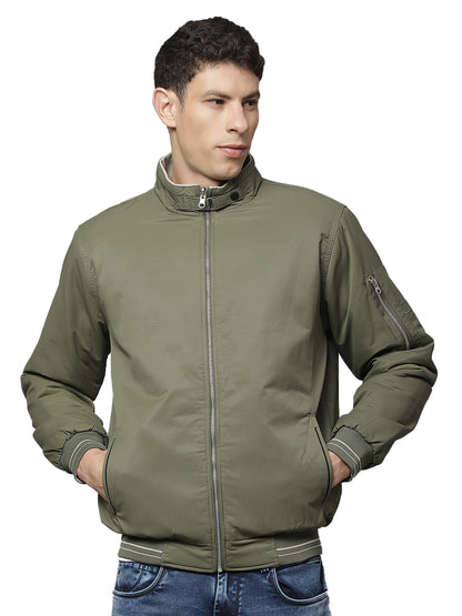 Reversible Jacket for Men | Premium Casual Jacket Regular Fit Mandarin Neck Cotton Fabric Solid Pattern