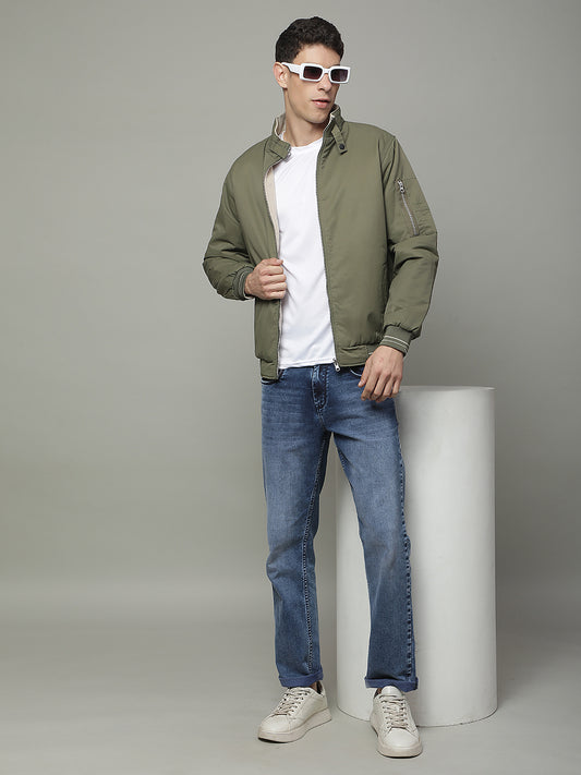 Reversible Jacket for Men | Premium Casual Jacket Regular Fit Mandarin Neck Cotton Fabric Solid Pattern