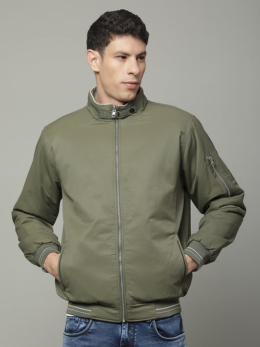 Reversible Jacket for Men | Premium Casual Jacket Regular Fit Mandarin Neck Cotton Fabric Solid Pattern