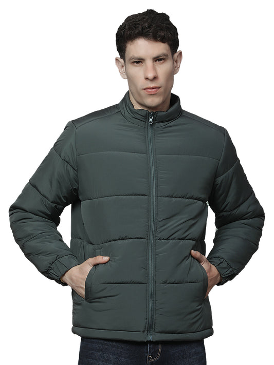 Reversible Jacket for Men | Premium Casual Jacket Regular Fit Mock Neck Poly Blend Fabric Solid Pattern