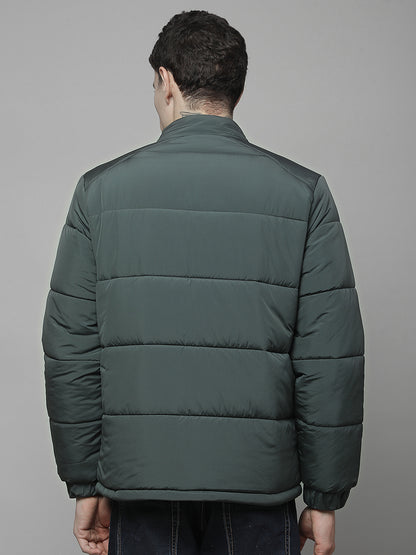 Reversible Jacket for Men | Premium Casual Jacket Regular Fit Mock Neck Poly Blend Fabric Solid Pattern