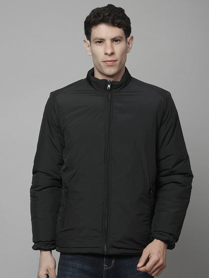 Reversible Jacket for Men | Premium Casual Jacket Regular Fit Mock Neck Poly Blend Fabric Solid Pattern