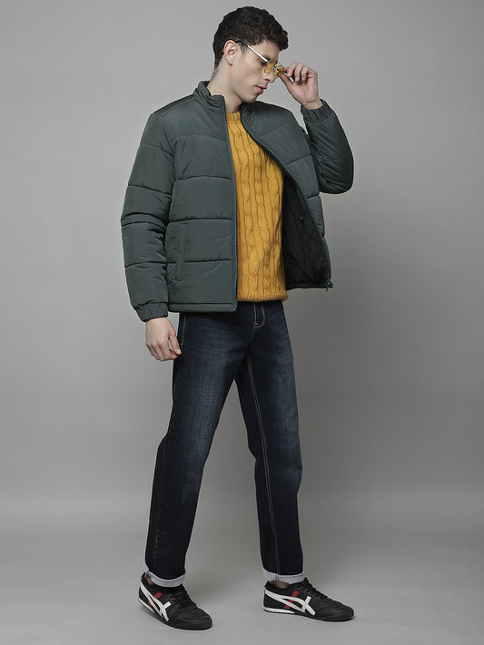 Reversible Jacket for Men | Premium Casual Jacket Regular Fit Mock Neck Poly Blend Fabric Solid Pattern