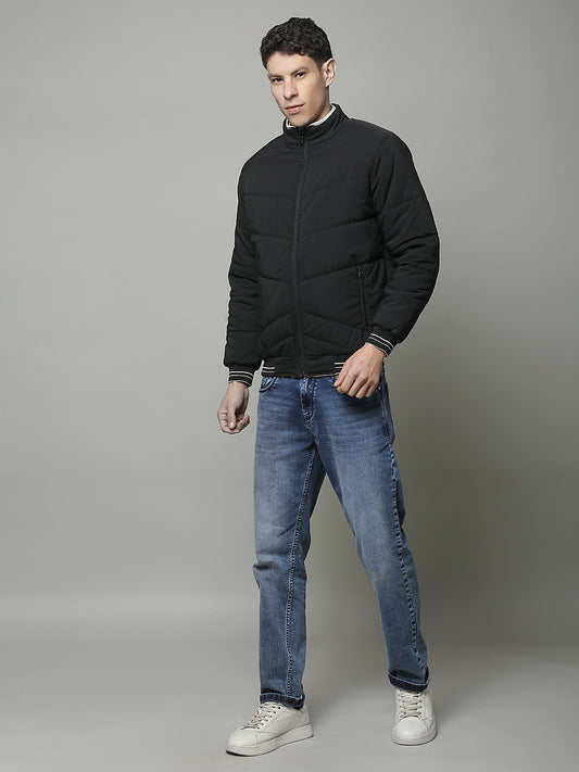 Reversible Jacket for Men | Premium Casual Jacket Regular Fit Mock Neck Poly Blend Fabric Solid Pattern