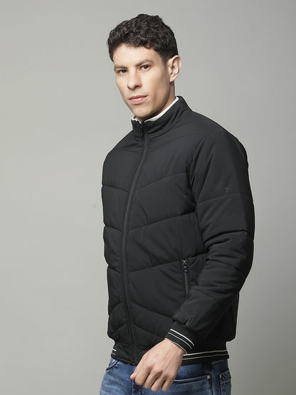 Reversible Jacket for Men | Premium Casual Jacket Regular Fit Mock Neck Poly Blend Fabric Solid Pattern