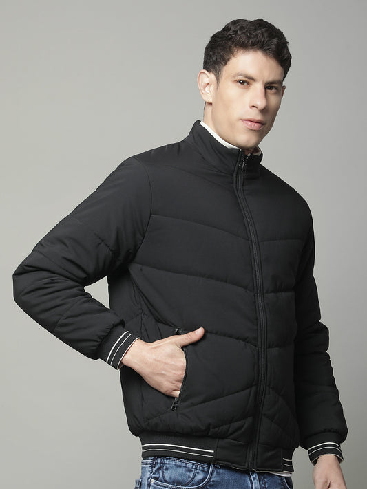 Reversible Jacket for Men | Premium Casual Jacket Regular Fit Mock Neck Poly Blend Fabric Solid Pattern