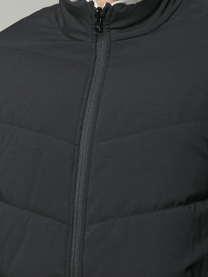 Reversible Jacket for Men | Premium Casual Jacket Regular Fit Mock Neck Poly Blend Fabric Solid Pattern