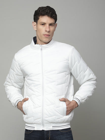 Reversible Jacket for Men | Premium Casual Jacket Regular Fit Mock Neck Poly Blend Fabric Solid Pattern