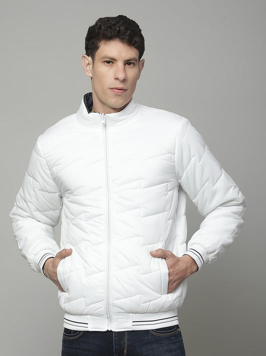 Reversible Jacket for Men | Premium Casual Jacket Regular Fit Mock Neck Poly Blend Fabric Solid Pattern