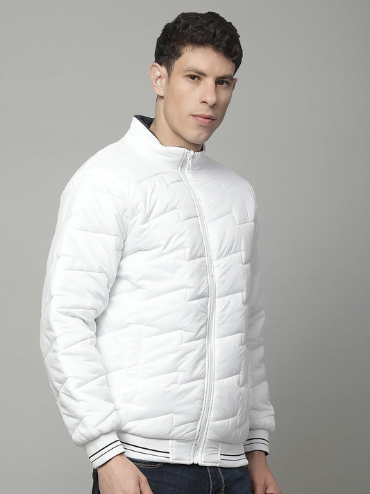 Reversible Jacket for Men | Premium Casual Jacket Regular Fit Mock Neck Poly Blend Fabric Solid Pattern