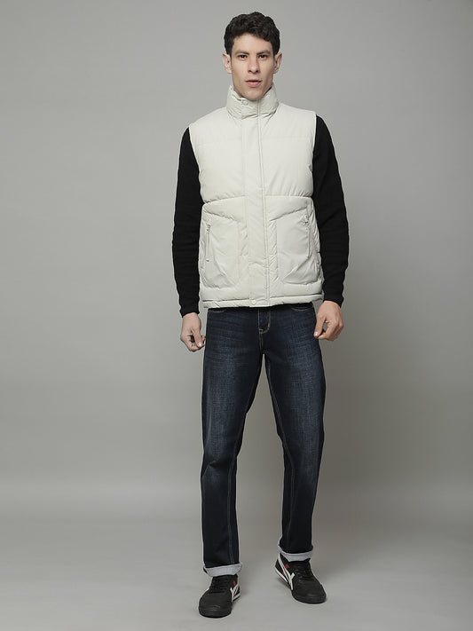 Jacket for Men | Premium Casual Jacket Regular Fit Mock Neck Poly Blend Fabric Solid Pattern