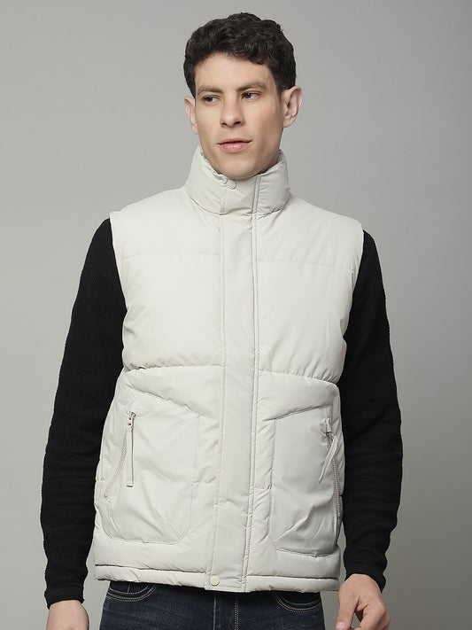 Jacket for Men | Premium Casual Jacket Regular Fit Mock Neck Poly Blend Fabric Solid Pattern