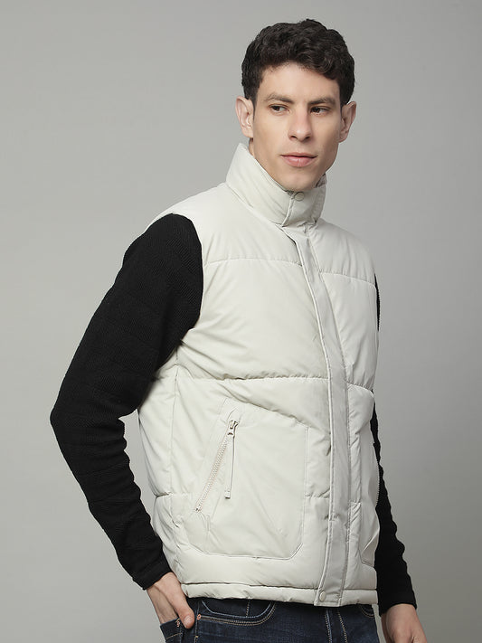 Jacket for Men | Premium Casual Jacket Regular Fit Mock Neck Poly Blend Fabric Solid Pattern