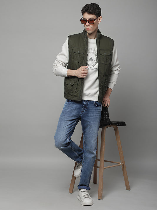 Jacket for Men | Premium Casual Jacket Regular Fit Mock Neck Poly Blend Fabric Solid Pattern