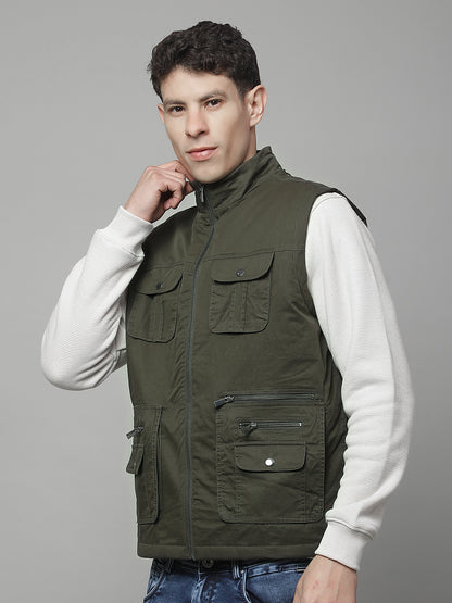 Jacket for Men | Premium Casual Jacket Regular Fit Mock Neck Poly Blend Fabric Solid Pattern