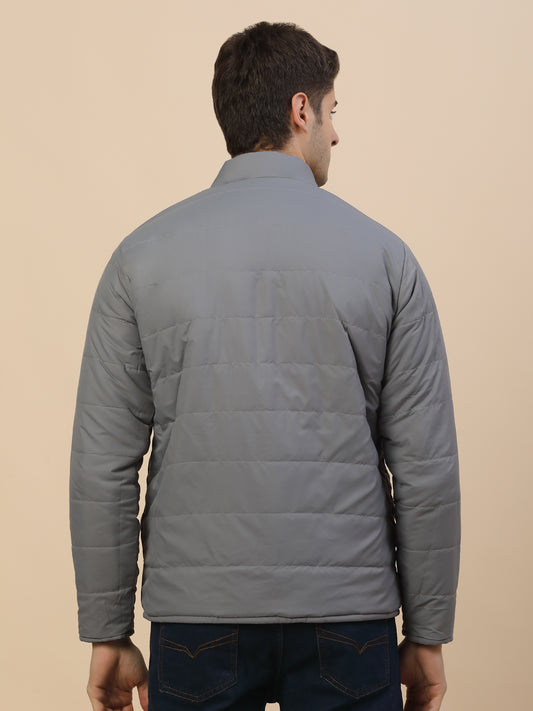 Reversible Jacket for Men | Premium Casual Jacket Smart Fit Mock Neck Poly Blend Fabric Solid Pattern