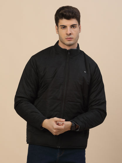 Reversible Jacket for Men | Premium Casual Jacket Smart Fit Mock Neck Poly Blend Fabric Solid Pattern