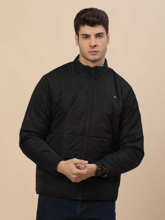 Reversible Jacket for Men | Premium Casual Jacket Smart Fit Mock Neck Poly Blend Fabric Solid Pattern